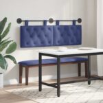 vidaXL Závesné čelo postele S LED svetlom Policajná modrá Zamat – Obrázok 4