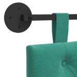 vidaXL Závesné čelo postele S LED svetlom Tyrkysová Zamat – Obrázok 9