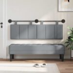 vidaXL Závesné čelo postele Svetlosivá Látka – Obrázok 3