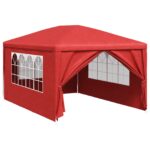 vidaXL Párty stan 400 x 300 x 255 cm Červená PE a oceľ – Obrázok 2