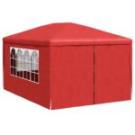 vidaXL Párty stan 400 x 300 x 255 cm Červená PE a oceľ – Obrázok 3