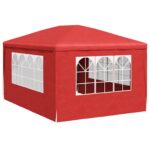 vidaXL Párty stan 400 x 300 x 255 cm Červená PE a oceľ – Obrázok 6