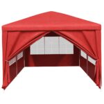 vidaXL Párty stan 600 x 300 x 255 cm Červená PE a oceľ – Obrázok 4