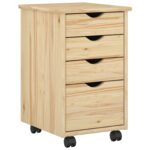 vidaXL Koliesková skriňa Hnedá 34 x 39 x 56 cm Masívna borovica – Obrázok 2