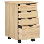 vidaXL Koliesková skriňa Hnedá 34 x 39 x 56 cm Masívna borovica – Obrázok 3