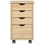 vidaXL Koliesková skriňa Hnedá 34 x 39 x 56 cm Masívna borovica – Obrázok 4