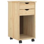 vidaXL Koliesková skriňa Hnedá 34 x 39 x 65,5 cm Masívna borovica – Obrázok 2
