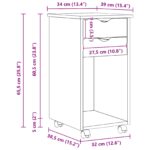 vidaXL Koliesková skriňa Hnedá 34 x 39 x 65,5 cm Masívna borovica – Obrázok 9