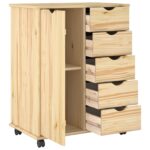 vidaXL Koliesková skriňa s kolesom Hnedá 63,5 x 39 x 79 cm – Obrázok 3
