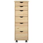 vidaXL Koliesková skriňa s kolesom Hnedá 34 x 39 x 93,5 cm – Obrázok 4