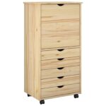 vidaXL Koliesková skriňa s kolesom Hnedá 53 x 39 x 103 cm – Obrázok 2