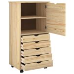 vidaXL Koliesková skriňa s kolesom Hnedá 53 x 39 x 103 cm – Obrázok 3