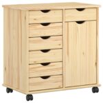 vidaXL Koliesková skriňa s kolesom Hnedá 63,5 x 39 x 65,5 cm – Obrázok 2