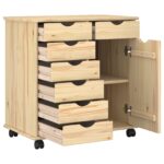 vidaXL Koliesková skriňa s kolesom Hnedá 63,5 x 39 x 65,5 cm – Obrázok 3
