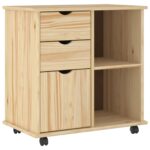 vidaXL Koliesková skriňa s kolesom Hnedá 63,5 x 39 x 65,5 cm – Obrázok 2
