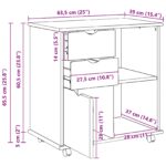 vidaXL Koliesková skriňa s kolesom Hnedá 63,5 x 39 x 65,5 cm – Obrázok 9