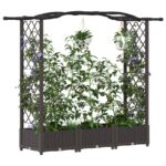 vidaXL Vyvýšený záhon s mriežkou a strechou Hnedá 169 x 40 x 123 cm PP – Obrázok 3