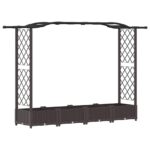 vidaXL Vyvýšený záhon s mriežkou a strechou Hnedá 207 x 40 x 123 cm PP – Obrázok 2