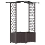 vidaXL Vyvýšený záhon s mriežkou a strechou Hnedá 125 x 40 x 138 cm PP – Obrázok 2