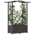 vidaXL Vyvýšený záhon s mriežkou a strechou Hnedá 125 x 40 x 138 cm PP – Obrázok 3