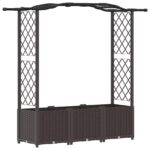 vidaXL Vyvýšený záhon s mriežkou a strechou Hnedá 164 x 40 x 138 cm PP – Obrázok 2