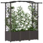 vidaXL Vyvýšený záhon s mriežkou a strechou Hnedá 164 x 40 x 138 cm PP – Obrázok 3
