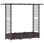 vidaXL Vyvýšený záhon s mriežkou a strechou Hnedá 164 x 40 x 121 cm PP – Obrázok 2