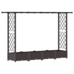 vidaXL Vyvýšený záhon s mriežkou a strechou Hnedá 203 x 40 x 121 cm PP – Obrázok 2