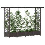 vidaXL Vyvýšený záhon s mriežkou a strechou Hnedá 203 x 40 x 121 cm PP – Obrázok 3