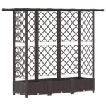 vidaXL Vyvýšený záhon s mriežkou a strechou Hnedá 164 x 40 x 121 cm PP – Obrázok 2