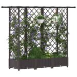 vidaXL Vyvýšený záhon s mriežkou a strechou Hnedá 164 x 40 x 121 cm PP – Obrázok 3