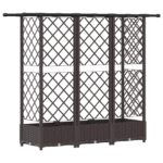 vidaXL Vyvýšený záhon s mriežkou a strechou Hnedá 164 x 40 x 121 cm PP – Obrázok 5