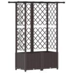vidaXL Vyvýšený záhon s mriežkou a strechou Hnedá 124 x 40 x 136 cm PP – Obrázok 2