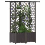 vidaXL Vyvýšený záhon s mriežkou a strechou Hnedá 124 x 40 x 136 cm PP – Obrázok 3
