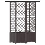 vidaXL Vyvýšený záhon s mriežkou a strechou Hnedá 124 x 40 x 136 cm PP – Obrázok 5