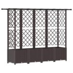 vidaXL Vyvýšený záhon s mriežkou a strechou Hnedá 202 x 40 x 136 cm PP – Obrázok 2