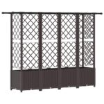 vidaXL Vyvýšený záhon s mriežkou a strechou Hnedá 202 x 40 x 136 cm PP – Obrázok 5