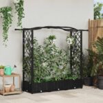 vidaXL Vyvýšený záhon s mriežkou a strechou Čierna 169 x 40 x 123 cm