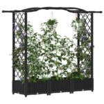 vidaXL Vyvýšený záhon s mriežkou a strechou Čierna 169 x 40 x 123 cm – Obrázok 3