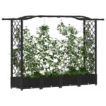 vidaXL Vyvýšený záhon s mriežkou a strechou Čierna 207 x 40 x 123 cm – Obrázok 3