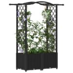 vidaXL Vyvýšený záhon s mriežkou a strechou Čierna 125 x 40 x 138 cm – Obrázok 3