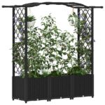 vidaXL Vyvýšený záhon s mriežkou a strechou Čierna 164 x 40 x 138 cm – Obrázok 3