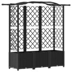vidaXL Vyvýšený záhon s mriežkou a strechou Čierny 163 x 40 x 138 cm – Obrázok 2