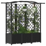 vidaXL Vyvýšený záhon s mriežkou a strechou Čierny 163 x 40 x 138 cm – Obrázok 3