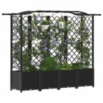 vidaXL Vyvýšený záhon s mriežkou a strechou Čierny 204 x 40 x 138 cm – Obrázok 3