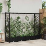 vidaXL Vyvýšený záhon s mriežkou a strechou Čierna 203 x 40 x 121 cm