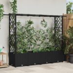 vidaXL Vyvýšený záhon s mriežkou a strechou Čierna 203 x 40 x 136 cm