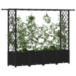 vidaXL Vyvýšený záhon s mriežkou a strechou Čierna 203 x 40 x 136 cm – Obrázok 3