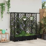 vidaXL Vyvýšený záhon s mriežkou a strechou Čierna 164 x 40 x 121 cm