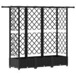 vidaXL Vyvýšený záhon s mriežkou a strechou Čierna 164 x 40 x 121 cm – Obrázok 2